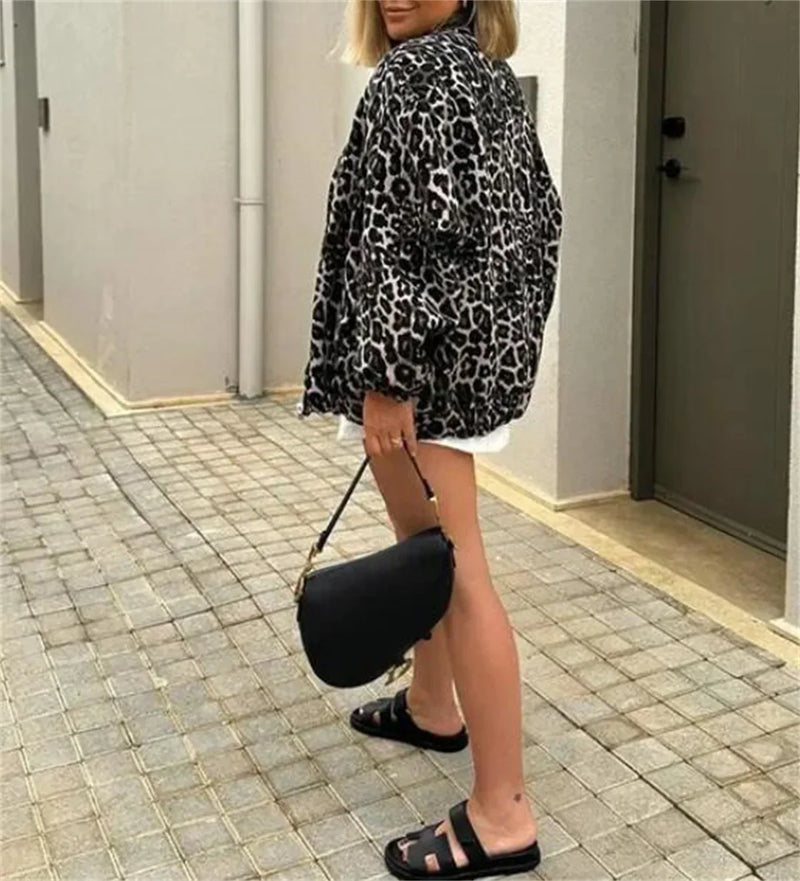 Leo | Bomberjakke med Leopardtrykk