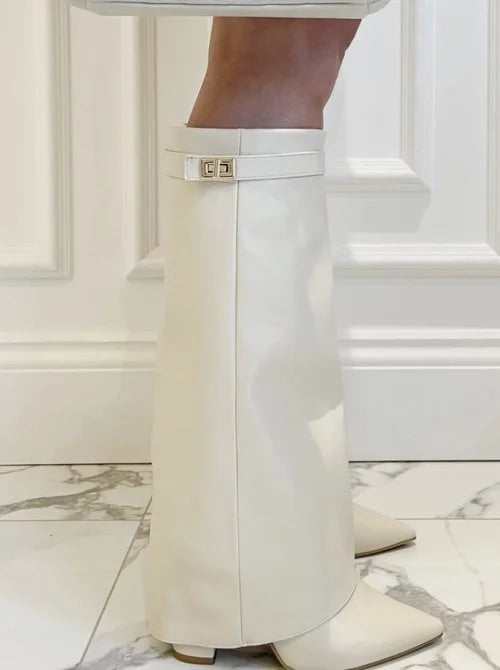 Champagne - Glansfulle Veganske Knestøvler