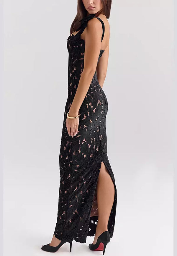 Veronica - Maxikjole med knytetopp og broderte kanter